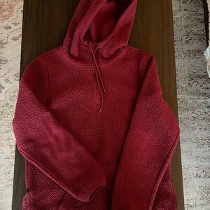 Eddie Bauer Cozy Red Hooded Fleece Pullover